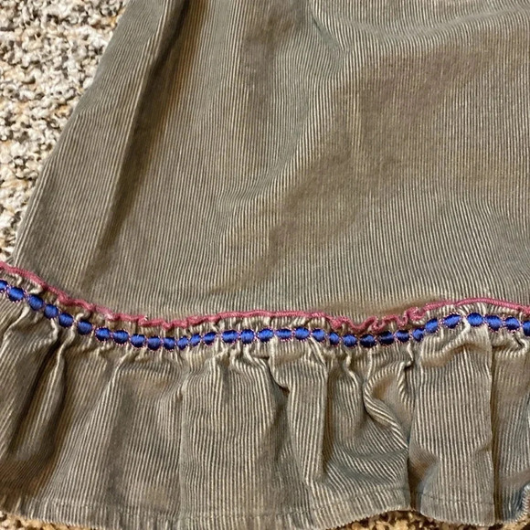 Eternal Creation Green Corduroy Dress Ruffled Peplum Bottom & Embroidered Detail - Picture 5 of 7